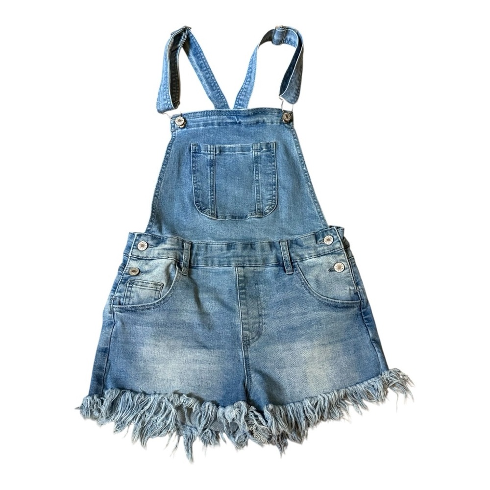 Denim Frayed Overalls Size Small Casual Wear